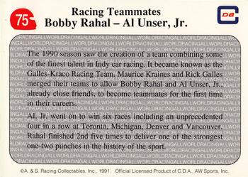 1991 All World #75 Racing Teammates Bobby Rahal - Al Unser, Jr. Back