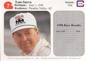 1991 All World #7 Tom Sneva Back