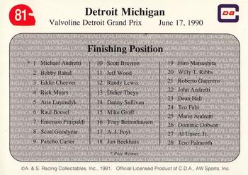 1991 All World #81 '90 Detroit Race Back