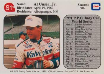 1991 All World #S1 Al Unser Jr. Back