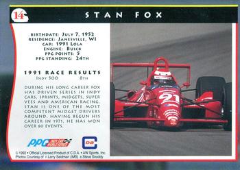 1992 All World Indy #14 Stan Fox Back