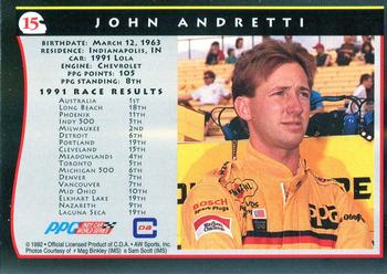 1992 All World Indy #15 John Andretti Back