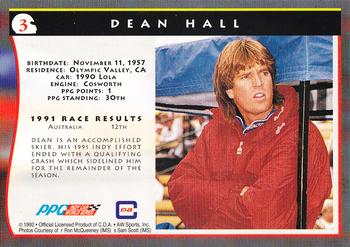 1992 All World Indy #3 Dean Hall Back