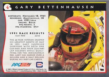 1992 All World Indy #4 Gary Bettenhausen Back