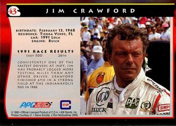 1992 All World Indy #43 Jim Crawford Back