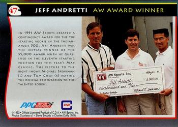 1992 All World Indy #47 Jeff Andretti Back