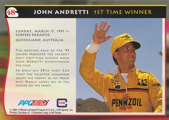 1992 All World Indy #48 John Andretti Back