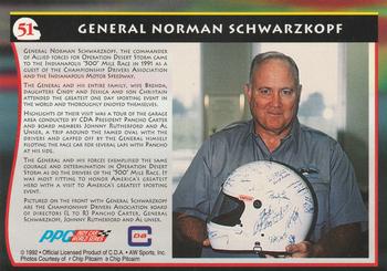 1992 All World Indy #51 H. Norman Schwartzkopf / Pancho Carter / Al Unser Sr. / Johnny Rutherford Back