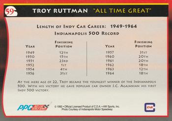 1992 All World Indy #59 Troy Ruttman Back
