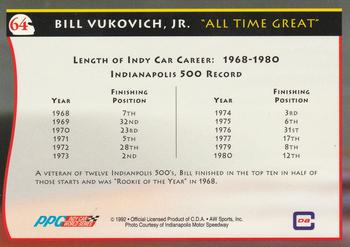1992 All World Indy #64 Bill Vukovich Jr. Back