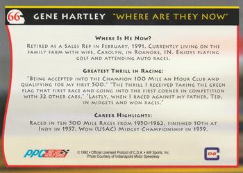 1992 All World Indy #66 Gene Hartley Back