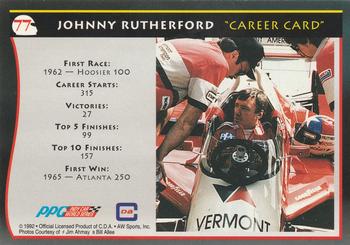 1992 All World Indy #77 Johnny Rutherford Back