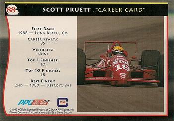 1992 All World Indy #88 Scott Pruett Back