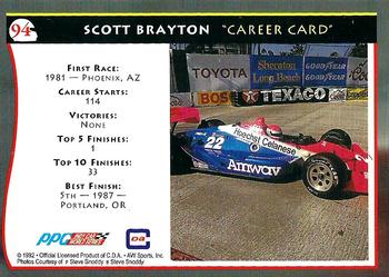 1992 All World Indy #94 Scott Brayton Back