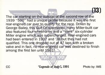 1991 Collegiate Collection Legends of Indy #13 First Rear-Engine to Start Back