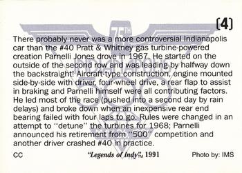1991 Collegiate Collection Legends of Indy #4 Parnelli Jones' car Back