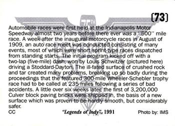 1991 Collegiate Collection Legends of Indy #73 Speedway's First Auto Race Back