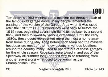 1991 Collegiate Collection Legends of Indy #80 Garage Doors Back