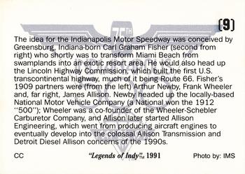 1991 Collegiate Collection Legends of Indy #9 The Track Founders Back