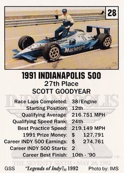 1992 Collegiate Collection Legends of Indy #28 Scott Goodyear Back