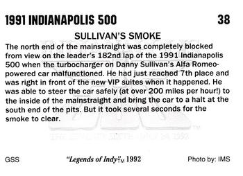 1992 Collegiate Collection Legends of Indy #38 Sullivan's Smoke Back