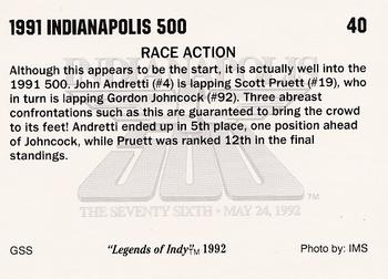 1992 Collegiate Collection Legends of Indy #40 Race Action Back