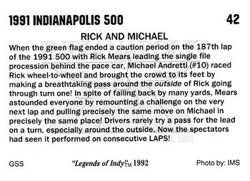 1992 Collegiate Collection Legends of Indy #42 Rick and Michael Back