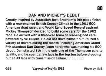1992 Collegiate Collection Legends of Indy #80 Dan And Mickey's Debut Back