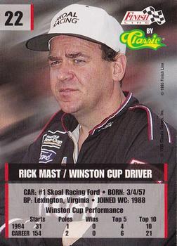 1995 Finish Line #22 Rick Mast Back