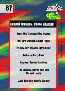 1995 Finish Line #67 Rainbow Warriors Back