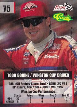 1995 Finish Line #75 Todd Bodine Back