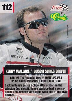 1995 Finish Line #112 Kenny Wallace Back