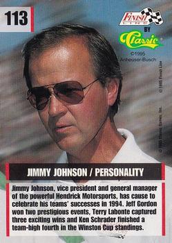 1995 Finish Line #113 Jimmy Johnson Back