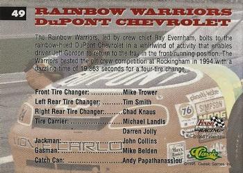 1995 Finish Line Coca-Cola 600 #49 Rainbow Warriors Car-#24 Back