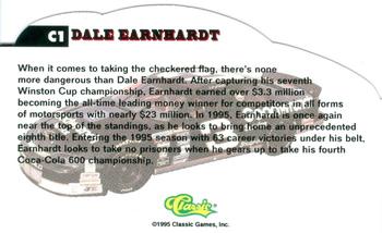 1995 Finish Line Coca-Cola 600 - Die Cuts #C1 Dale Earnhardt Back