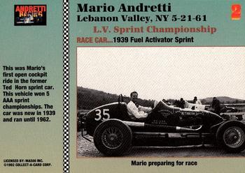 1992 Collect-a-Card Andretti Family Racing #2 1961 Lebanon Valley Back