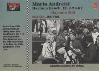 1992 Collect-a-Card Andretti Family Racing #3 1967 Daytona Beach Back