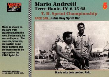 1992 Collect-a-Card Andretti Family Racing #5 1965 Terre Haute Back
