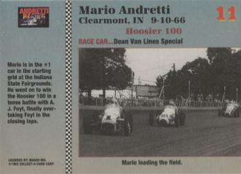 1992 Collect-a-Card Andretti Family Racing #11 1966 Indiana State Fairgrounds Back