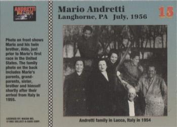 1992 Collect-a-Card Andretti Family Racing #13 1956 Langhorne Back
