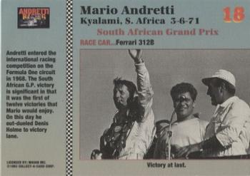 1992 Collect-a-Card Andretti Family Racing #18 1971 South Africa Back