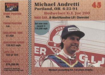 1992 Collect-a-Card Andretti Family Racing #43 1991 Portland Back