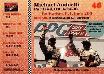 1992 Collect-a-Card Andretti Family Racing #46 1990 Portland Back