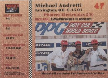 1992 Collect-a-Card Andretti Family Racing #47 1991 Mid-Ohio Back