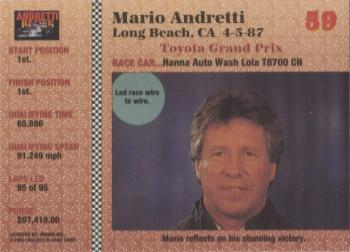 1992 Collect-a-Card Andretti Family Racing #59 1987 Long Beach Back