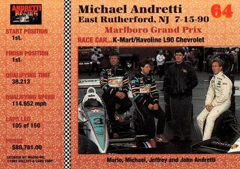 1992 Collect-a-Card Andretti Family Racing #64 1990 Meadowlands Back