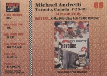 1992 Collect-a-Card Andretti Family Racing #68 1989 Toronto Back