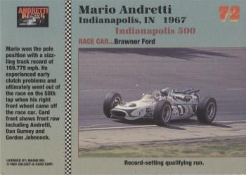 1992 Collect-a-Card Andretti Family Racing #72 1969 Indianapolis Back