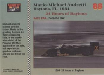 1992 Collect-a-Card Andretti Family Racing #88 1984 Daytona Back