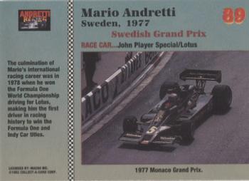 1992 Collect-a-Card Andretti Family Racing #89 1977 Sweden Back